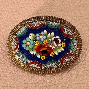 Vintage Micro Mosaic Pin Italy